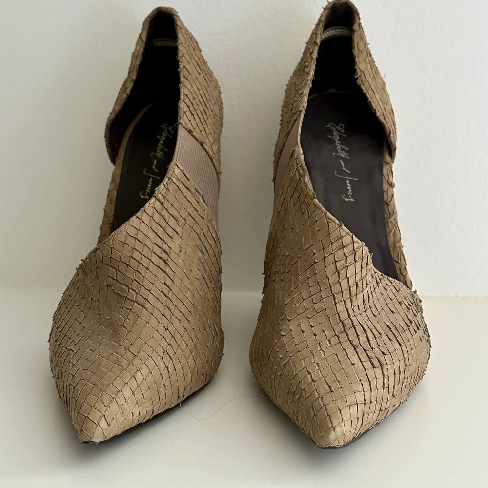 Elizabeth and James Pump D'Orsay Snakeskin Pointed High Heel Wedge Size 6B